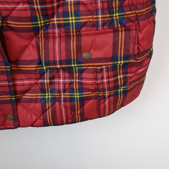 Talbots Red Tartan Plaid Down Puffer Vest - Picture 5 of 8